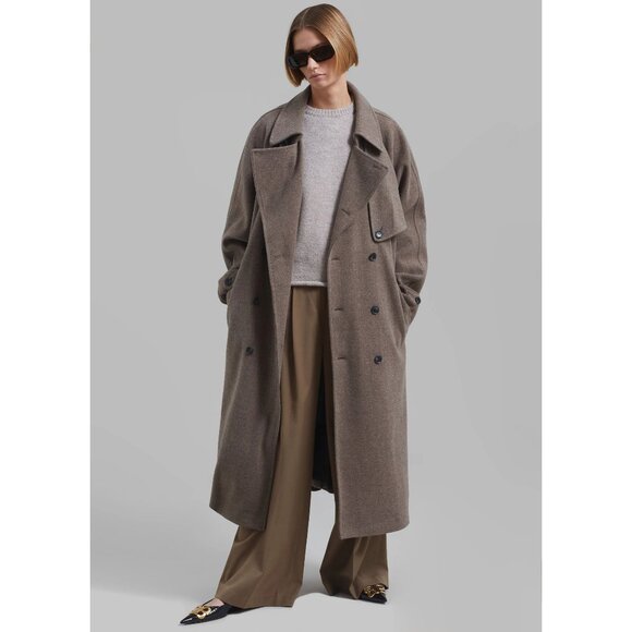 NWT The Frankie Shop Salem Trench Coat - Espresso One Size - Picture 1 of 7